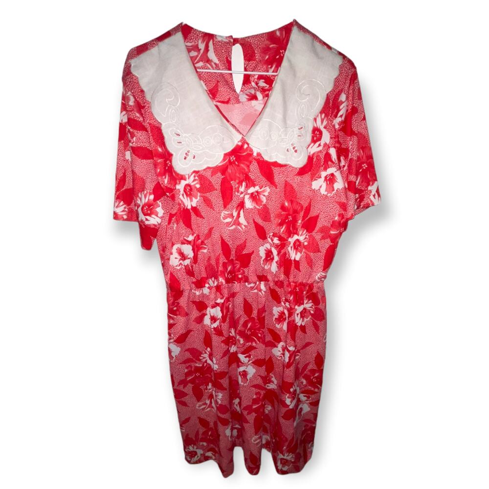 Vintage Blair polyester red dress with Cotton Collar
